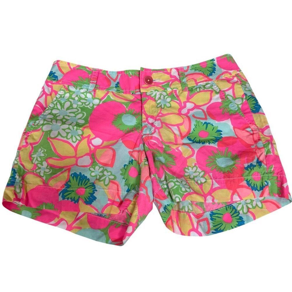 Lilly Pulitzer Callahan shorts vibrant "Ice Cream Social" pink floral print sz 2